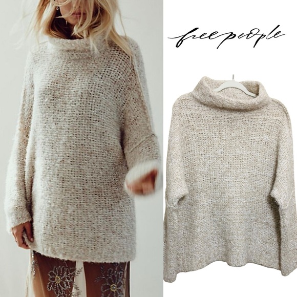 Free People Alpaca Wool Cream Tan Lightweight Long Sleeve Sweater Size XS - Picture 2 of 8